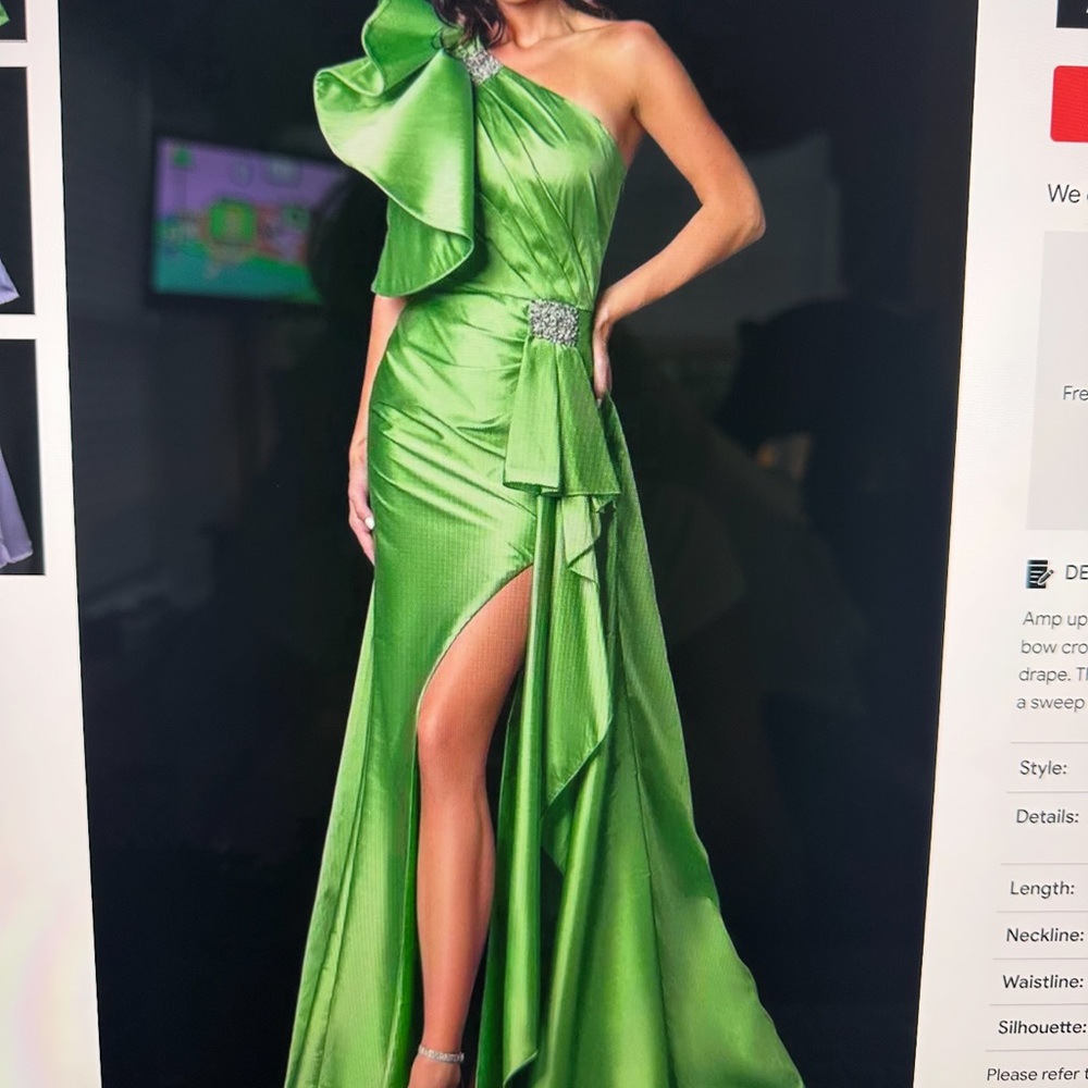 Terani Couture Vibrant Green One-Shoulder Gown